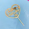 Bolo de Ano Novo Cartão Brilhante Decoração de Aniversário Cartão Acrílico Dourado Bolo Feliz Decoração Acessórios de Confeitaria