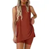 E-commerce Transfronteiriço Amazon 2026 Confortável Fashionável Feminino Casual Sem Mangas Gola Redonda T-shirt Solta Shorts com Cintura Elástica
