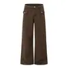 Otoño 2026 Nuevo Pantalones Casuales de Tiro Bajo con Bolsillo de Solapa, Hebilla de París Bicolor, Lavado Desgastado, Corte Holgado, Ligeramente Acampanados, Modernos