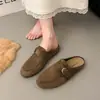 Calzado de exterior, con plataforma interior, mules sin cordones de punta cerrada, diseño de hebilla retro, estilo old money, zapatos sin cordones para mujer