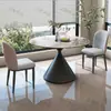 Mesa de comedor redonda color crema estilo francés para apartamentos pequeños, uso doméstico, con juego de mesa y sillas de losa de roca, mesa redonda pequeña de lujo ligero para recepción y sala de estar pequeña