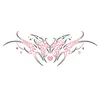 Adesivo de tatuagem sedutor em tons vermelhos para cintura e abdômen, totem de coração, chama e laço, adesivo de tatuagem à prova d'água sexy para barriga para mulheres