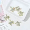 Liga de Zinco Iridescente Cravejada de Diamantes Estrela de Cinco Pontas Pingente de Liga Estrela Oca Artesanal DIY Pulseira Colar Materiais para Joias