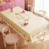 Toalha de Mesa Desenho Animado, Sem Lavagem, Impermeável, À Prova de Óleo, Resistente ao Calor, Estilo Dopamina Creme, Toalha de Mesa Retangular, Protetor de Mesa, Chá