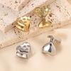 Pendientes de Clip Doble Cara Elegantes de Nuevo Estilo Transfronterizos Europeos y Americanos, Circón Liso con Forma de Corazón de 14 mm, Moda Tendencia Versátil Venta al por Mayor