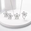 Venda ao vivo Luz Luxo Completo Diamante Girassol Imitação Moissanite Clavícula Corrente Pingente Anel Brincos Três Peças Jóias terno