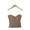 Top Corset Bustier Estilo Garota Picante Puramente Sedutor para Primavera e Verão, Camisola Curta para Mulheres