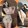 Pijama Sexy, Deseo Puro, Camisón de Malla Transparente con Encaje y Tirantes, Lencería Sexy, Talla Grande con Abertura, No Necesitas Quitarte el Uniforme