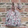 Bolsa de compras mediana de supermercado de dibujos animados, bolsa verde, bolso de mano de moda, bolsa de compras plegable, portátil, impermeable, bolsa de nailon