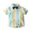 Conjunto de Tirantes para Vestir de Caballero de Niño Verano Nuevo Estilo Europeo y Americano Conjunto de Pantalón con Tirantes Camisa de Algodón Puro Bloque de Color para Niño