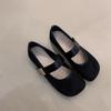 Zapatos Mary Jane vintage 2025, nuevos, coreanos, elegantes, de gamuza, con hebilla de metal, punta redonda, adelgazantes, suela suave, zapatos de ballet