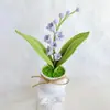 Plantas de Lírio-do-Vale Crochê à Mão Acabadas em Vaso, Ornamentos Florais Simulados, Flores Artesanais Mais Vendidas Transfronteiriças, Decoração de Casa