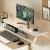 Soporte de altura ajustable para computadora de escritorio workstation para oficina en casa, estante para almacenamiento de teclado, soporte elevador para monitor