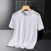 Camiseta de Manga Corta para Hombre de Marca de Verano de Moda, de Hielo de Seda Drapada, Malla Fina de Secado Rápido, Holgada, Estilo Coreano, Talla Grande, Top de Playa