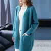 Suéter Cardigan de Tricô Novo Primavera e Outono Feminino Versátil Manga Longa Solto Simples Estilo Coreano Gola V Comprimento Médio Jaqueta