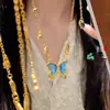 Collar de Mariposa Esmaltada Azul con Colores Degradados de Ensueño, Joyería de Lujo de la Misma Colección que en Tiendas de Oro
