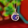Joyería Yuebao Plata de ley S925 lapislázuli retro auspicioso colgante fideo huevo dragón zodiacal estilo nacional colgante temperamento dragón auspicioso