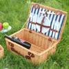 Cesta de Piquenique de Rattan com Compartimento para Talheres Bolsa com Tampa Isolada Estilo Viagem Outdoor Camping Caixa de Armazenamento Cesta de Piquenique