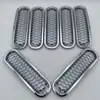 Adecuado para modificación de parrilla delantera Jeep Wrangler 07-15, Anillo de parrilla, Red a prueba de insectos para cofre, Estilo panal, Electrochapado