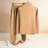 Conjunto de Ropa Interior Térmica Otoño e Invierno para Mujer, Doble Cara Derong, Manga Larga, Sin Costuras, Engrosado, Forro de Felpa, Cuello Alto, Conjunto de Dos Piezas