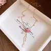 Colar de Flor Eterna com Pingente de Tassel de Resina em Aço Inoxidável Moda de Verão Design de Nicho Corrente para Clavícula Corrente de Pescoço de Luxo Leve de Alta Qualidade