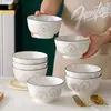 Tigela de arroz de cerâmica doméstica de 5 polegadas tigela de pedra de chuva criativa tigela de salada de alta aparência quente ins comendo tigela