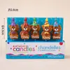Estilo ins decoração de bolo de aniversário de desenho animado velas flores chapéus de festa urso de pelúcia rosto sorridente corações velas de aniversário infantil
