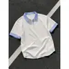 Camisa Polo de Manga Corta para Hombre con Diseño de Patchwork a Cuadros Falso de Dos Piezas, Fresca y de Alta Gama, Top Camiseta Holgada Versátil para el Día a Día