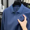 Suministro Directo de Fábrica Logo de Pony Camisa Polo 100% Algodón Merceizado para Hombre de Gama Alta Bordada Solapa Holgada Manga Larga Camiseta para Hombre