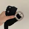 Cinturón Nuevo con Hebilla Cuadrada de Diamante y Ribete de Encaje, Cinturón de Cuero Casual Versátil de Moda, Cinturón de Accesorio de Nicho