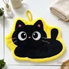 Nova Toalha de Mão Criativa Gato Preto Fofa Acolchoada em Fleece de Coral Cozinha Banheiro Absorvente Secagem Rápida Sem Cheiro Limpar