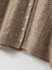 Cárdigan de Cachemira Suave Estilo Coreano para Mujer, Suéter Exterior de Ganchillo Calado con Cuello en V, Chaqueta Superior Elegante que Reduce la Edad