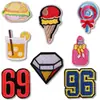 Venta al por mayor del fabricante Parches Bordados Transfronterizos Insignias Bordadas por Computadora Hamburguesa Bebida Parches Decorativos para Ropa Digital Parches de Aplicación