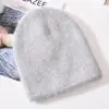 Fábrica de Gorro de Pelo de Coelho Em Estoque Chapéu de Lã Tricotado com Lantejoulas para Mulheres Chapéu para Clima Frio Proteção de Orelha Gorro Quente Personalizado Atacado