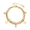 Pulseira Feminina Nova 2024 Que Não Desbota, Pulseira de Empilhar Coração de Amor de Verão, Pulseira de Corrente Dupla de Aço Titânio Elegante e Personalizada
