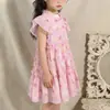 Vestido floral cómodo para niña, nuevo estilo de verano, elegante y con estilo, vestido tipo pastel, vestido de princesa para salidas de vacaciones de niña, en stock