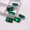 Pedra preciosa retangular de corte esmeralda com bordas chanfradas, pedra solta para anéis DIY, pingentes e incrustações de pedras preciosas, pedra preciosa nano verde