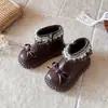 Botines Retro de Encaje para Niñas Otoño Invierno Estilo Nuevo Botas de Piel de Princesa con Lazo Botas para Bebé Suela Suave Antideslizantes con Cremallera Lateral