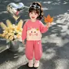 Roupa de Outono para Meninas: Conjunto Adorável de Moletom Cartoon Estilo Coreano para Bebês Meninas, Roupa Casual Elegante de Outono para Crianças Pequenas