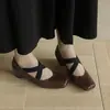 Zapatos Mary Jane de Cuero Retro con Tira Cruzada Estilo Francés Primavera 2026 Cuña de Tacón Oculto Punta Cuadrada Zapatos de Cuero Genuino para Mujer