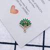 Accesorios de base de joyería DIY, venta al por mayor, pendientes de abanico de hojas de diamante con incrustaciones de aleación, venta al por mayor