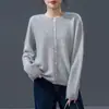 Cárdigan de Punto Amarillo Redondo de Manga Larga Estilo Francés para Mujer, Hecho de Lana, Cachemira y Seda, con Acabado Cepillado, Top Base Otoño 2026