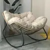 Mecedora de jaula de pájaros de mimbre, adecuada para sentarse o acostarse, una mecedora perezosa para el balcón, una silla de mimbre de ocio para el hogar, una mecedora de hierro forjado para una persona