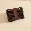 Pulsera Multicapa de Madera con Cuentas Transfronteriza Europea y Americana Moda Estilo Retro Pulsera de Mano Diseño Apilable Personalidad Sencilla Joyería de Mano para Mujeres