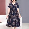 Vestido Novo de Algodão e Seda 2026, Roupa da Moda para Mães de Meia-Idade e Idosas, Vestido de Algodão Artificial para Tamanhos Grandes, Elegante