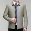 Chaqueta de Seda de Morera para Hombre para Primavera y Otoño, Chaqueta Casual Delgada con Cuello Vuelto para Mediana Edad y Ancianos, Abrigo de Negocios de Corte Holgado para Padres