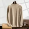 Nuevo suéter de cachemira para hombre con mangas raglán, de manga larga, de lana de moda para negocios, tejido de punto, cuello semi alto, suéter de color liso