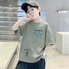Novedad de Verano Camiseta para Niños Estampado de Letras de Dibujos Animados Manga Corta Top de Verano de Manga Corta para Niños Ropa para Niños Pequeños y Medianos Camiseta