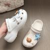 Novo Estilo Compatível com Sapatos Crocs, Fivela de Sapato Kt em Couro Preto Estrela do Mar, Flor de Sapato DIY Destacável Fivelas Acessórios para Férias e Praia