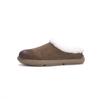 Meia-pantufa Feminina Fechada na Ponta, Estilo Birkenstock, Couro Genuíno com Forro de Fleece, Pantufas Quentes Espessadas para Uso Externo, Estilo Slip-On para Aquecimento